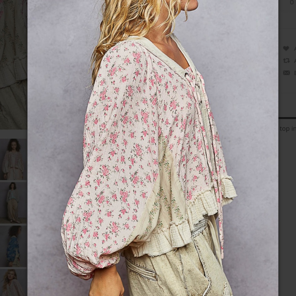 POL “ Lucy 2 “ POL V-Neck Woven Top with Ruffle Hem 28 - Picture 4 of 7